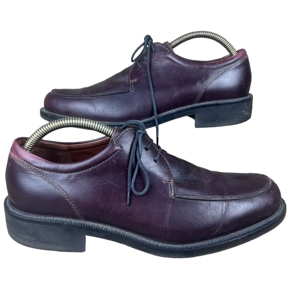 Ecco Maroon Leather Shock Point Lace Up Shoes Dress Shoes Eur 43 US Men’s 9-9.5 - Picture 2 of 10